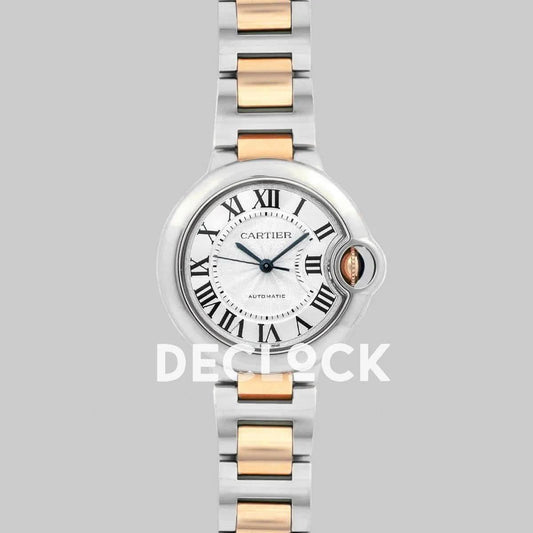 Replica Cartier Ballon Bleu De Cartier 36mm Silver Dial in Steel/ Pink Gold | Declock.