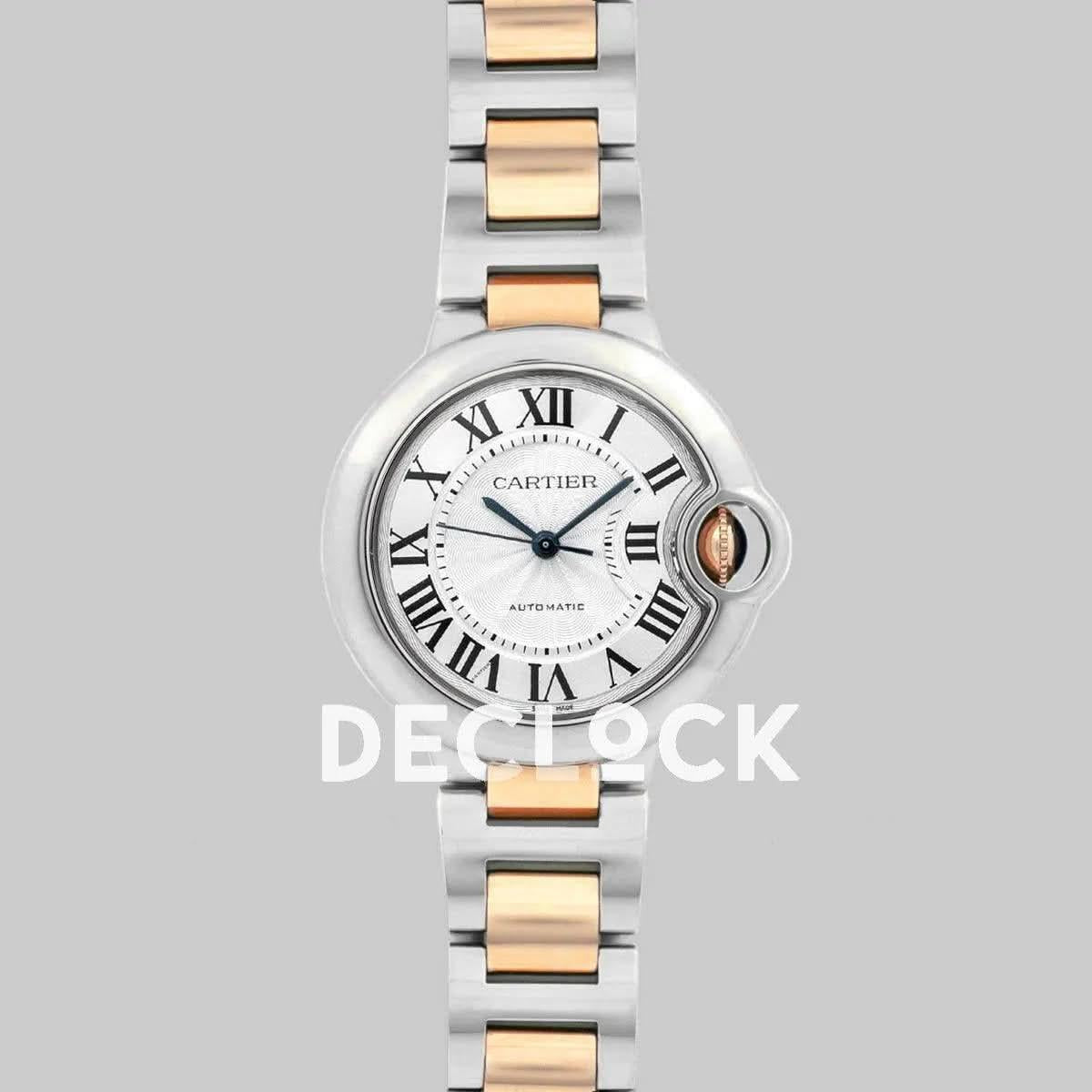 Replica Cartier Ballon Bleu De Cartier 36mm Silver Dial in Steel/ Pink Gold |  Declock.