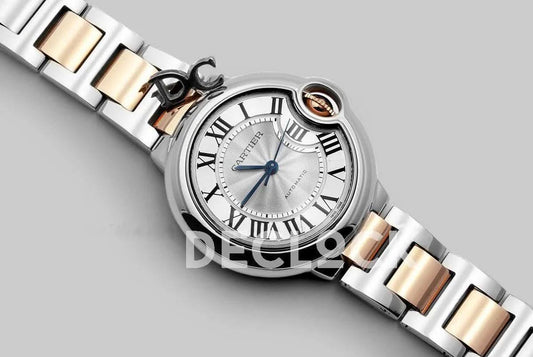 Replica Cartier Ballon Bleu De Cartier 36mm Silver Dial in Steel/ Pink Gold | Declock.