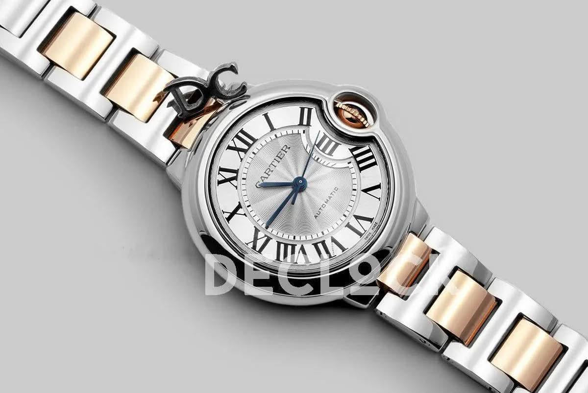 Replica Cartier Ballon Bleu De Cartier 36mm Silver Dial in Steel/ Pink Gold |  Declock.