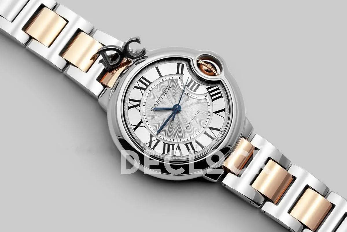 Replica Cartier Ballon Bleu De Cartier 36mm Silver Dial in Steel/ Pink Gold