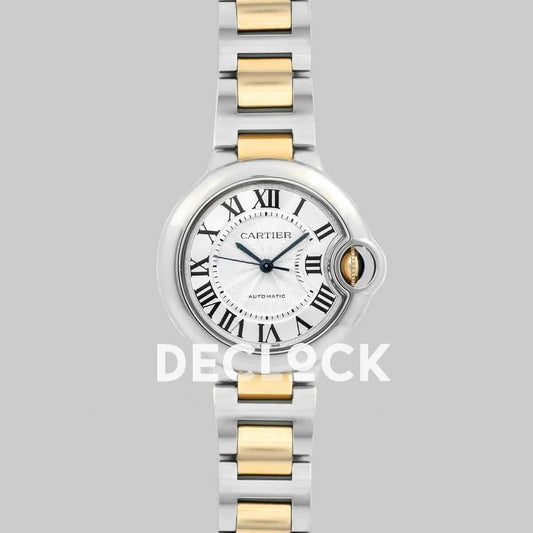 Replica Cartier Ballon Bleu De Cartier 36mm Silver Dial in Steel/ Yellow Gold |  Declock.