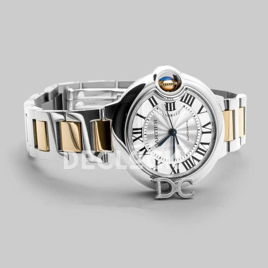Replica Cartier Ballon Bleu De Cartier 36mm Silver Dial in Steel/ Yellow Gold |  Declock.