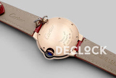 Replica Cartier Ballon Bleu De Cartier 36mm White Dial with Roman Numeral Markers in Rose Gold on Leather Strap (Copy)