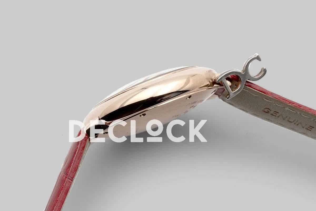 Replica Cartier Ballon Bleu De Cartier 36mm White Dial with Roman Numeral Markers in Rose Gold on Leather Strap |  Declock.