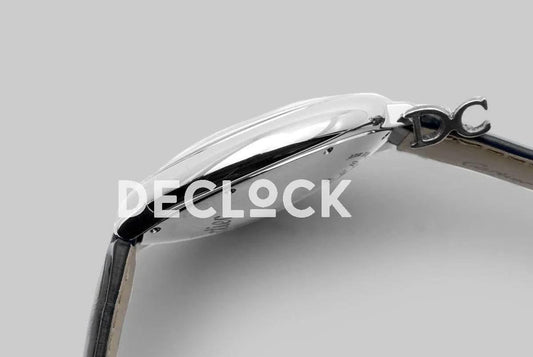 Replica Cartier Ballon Bleu De Cartier 42mm Black Dial in Steel on Black Leather Strap | Declock.