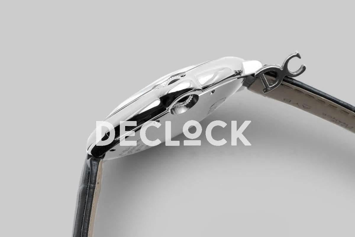 Replica Cartier Ballon Bleu De Cartier 42mm Black Dial in Steel on Black Leather Strap |  Declock.