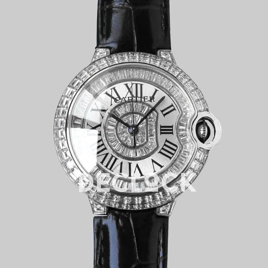 Replica Cartier Ballon Bleu de Cartier 42mm White Dial with Diamonds in White Gold |  Declock.
