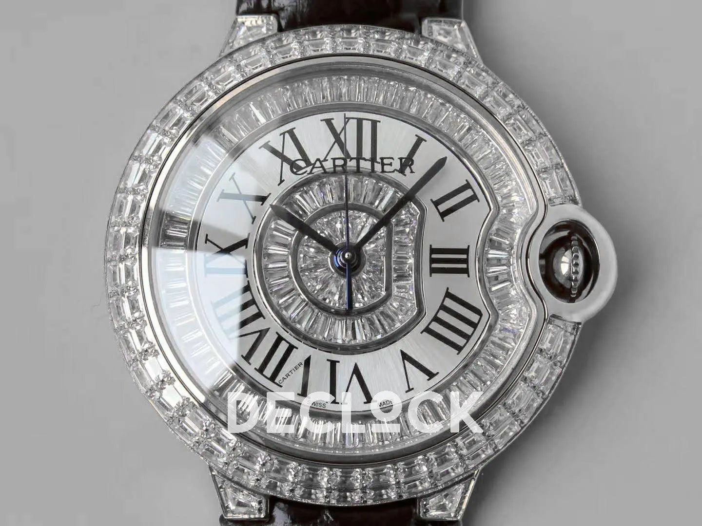 Replica Cartier Ballon Bleu de Cartier 42mm White Dial with Diamonds in White Gold