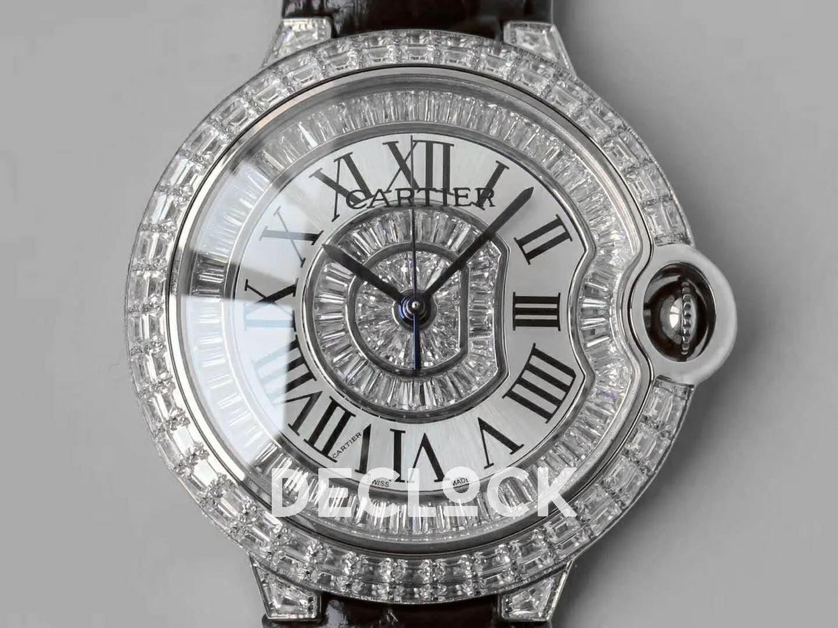 Replica Cartier Ballon Bleu de Cartier 42mm White Dial with Diamonds in White Gold |  Declock.
