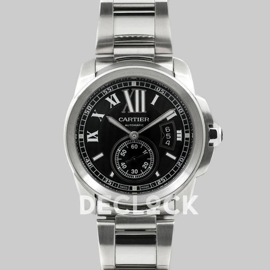 Replica Cartier Calibre de Cartier Black Dial on Steel Bracelet |  Declock.