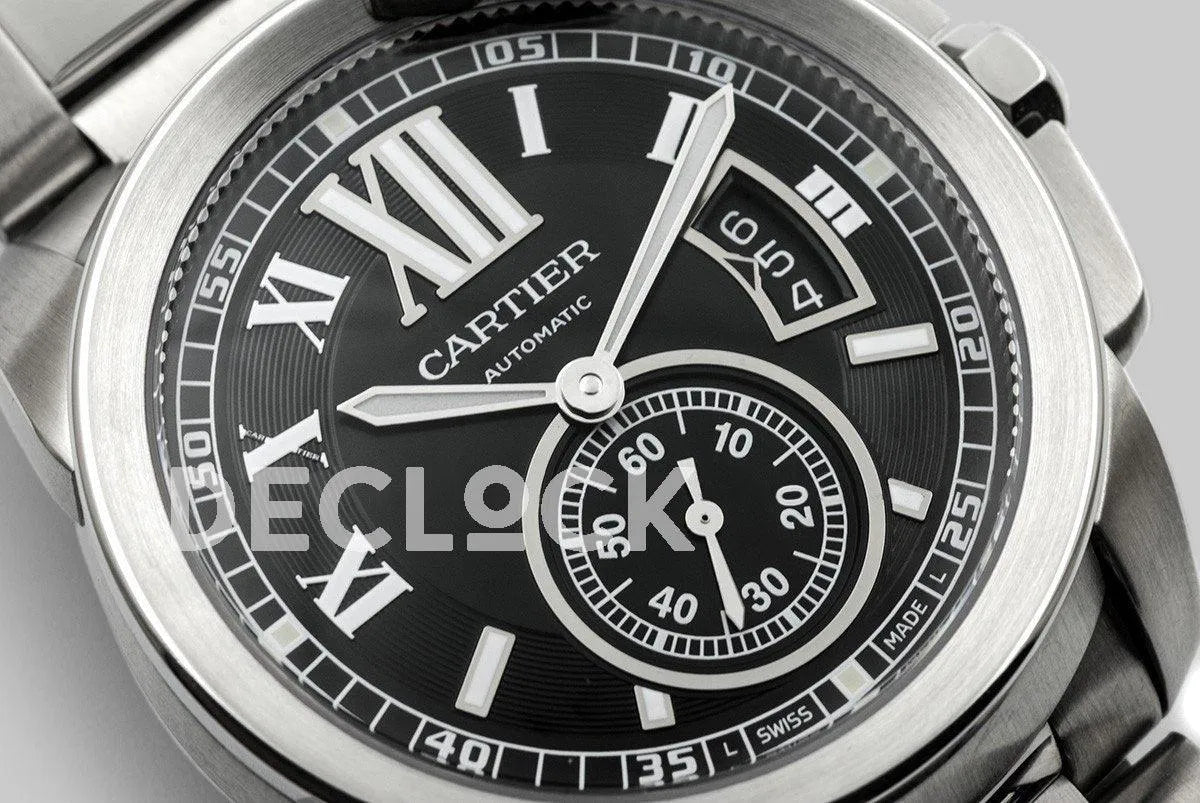 Replica Cartier Calibre de Cartier Black Dial on Steel Bracelet