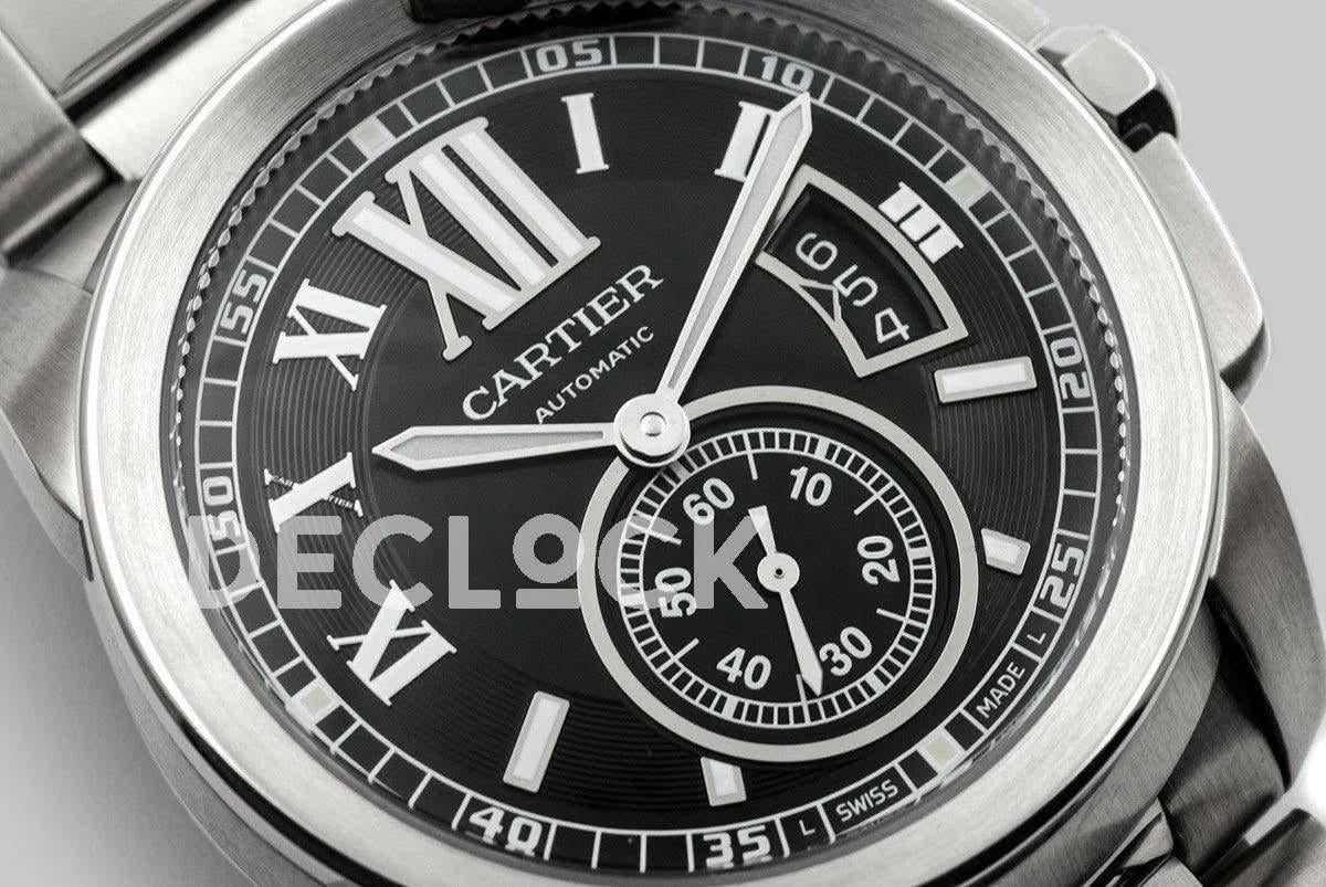 Replica Cartier Calibre de Cartier Black Dial on Steel Bracelet |  Declock.
