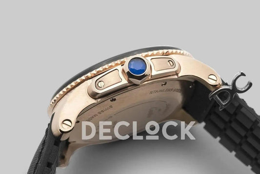 Replica Cartier Calibre de Cartier Diver Black Dial in Rose Gold |  Declock.