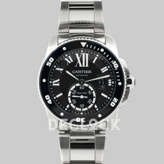 Replica Cartier Calibre de Cartier Diver Black Dial in Steel Bracelet