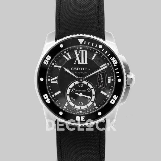 Replica Cartier Calibre de Cartier Diver Black Dial in Steel | Declock.