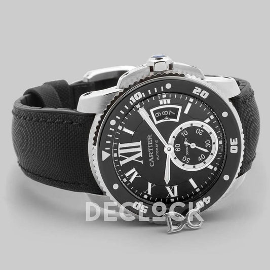 Replica Cartier Calibre de Cartier Diver Black Dial in Steel | Declock.