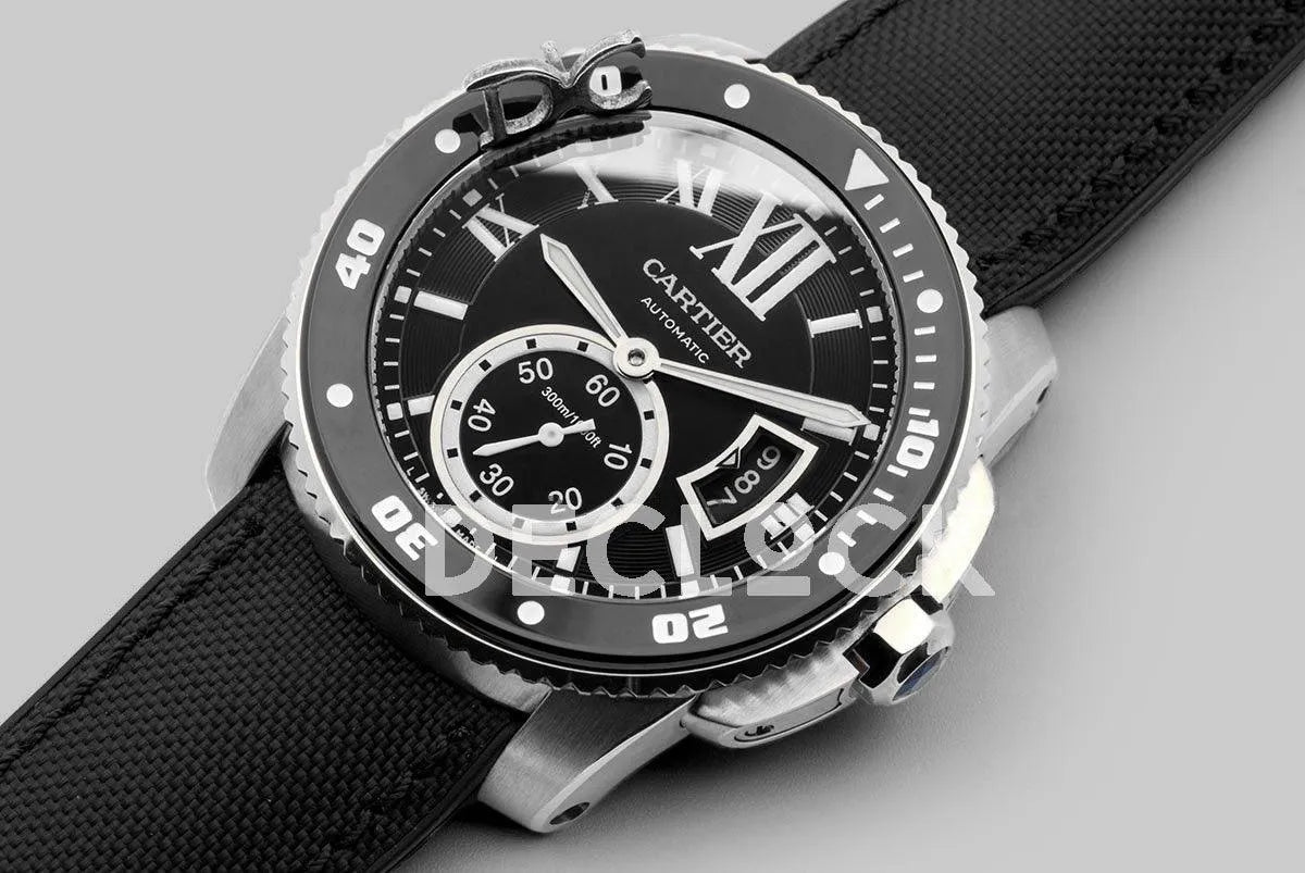 Replica Cartier Calibre de Cartier Diver Black Dial in Steel - Replica Watches