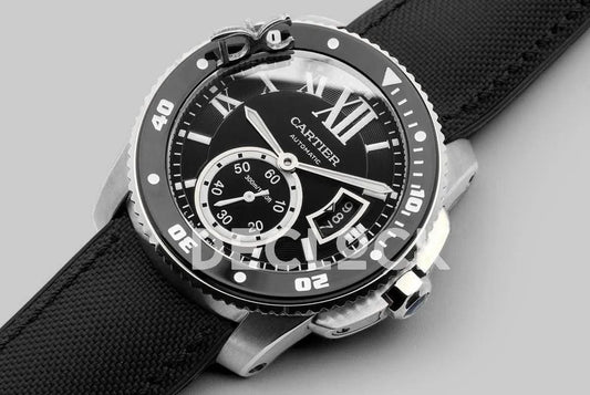 Replica Cartier Calibre de Cartier Diver Black Dial in Steel |  Declock.