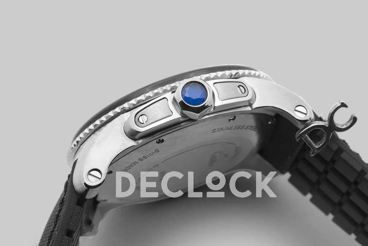 Replica Cartier Calibre de Cartier Diver Black Dial in Steel |  Declock.