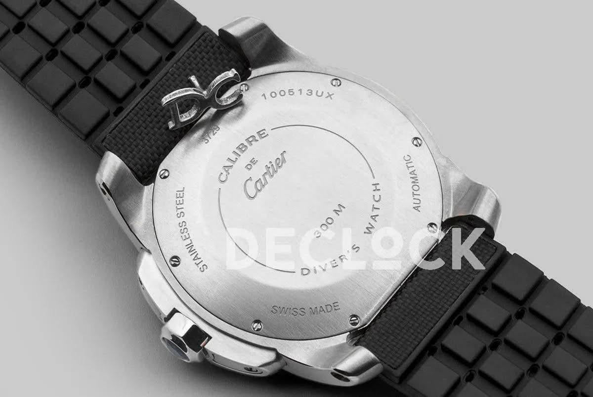 Replica Cartier Calibre de Cartier Diver Black Dial in Steel |  Declock.