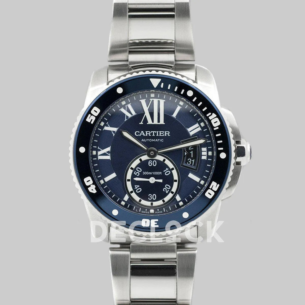 Replica Cartier Calibre de Cartier Diver Blue Dial in Steel Bracelet - Replica Watches