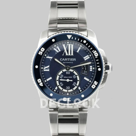 Replica Cartier Calibre de Cartier Diver Blue Dial in Steel Bracelet |  Declock.