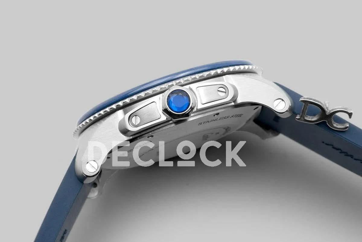 Replica Cartier Calibre de Cartier Diver Blue Dial in Steel on Blue Bezel |  Declock.