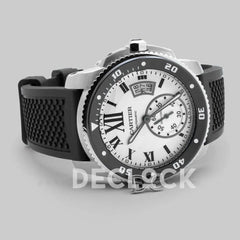 Replica Cartier Calibre de Cartier Diver White Dial in Steel on Black Bezel