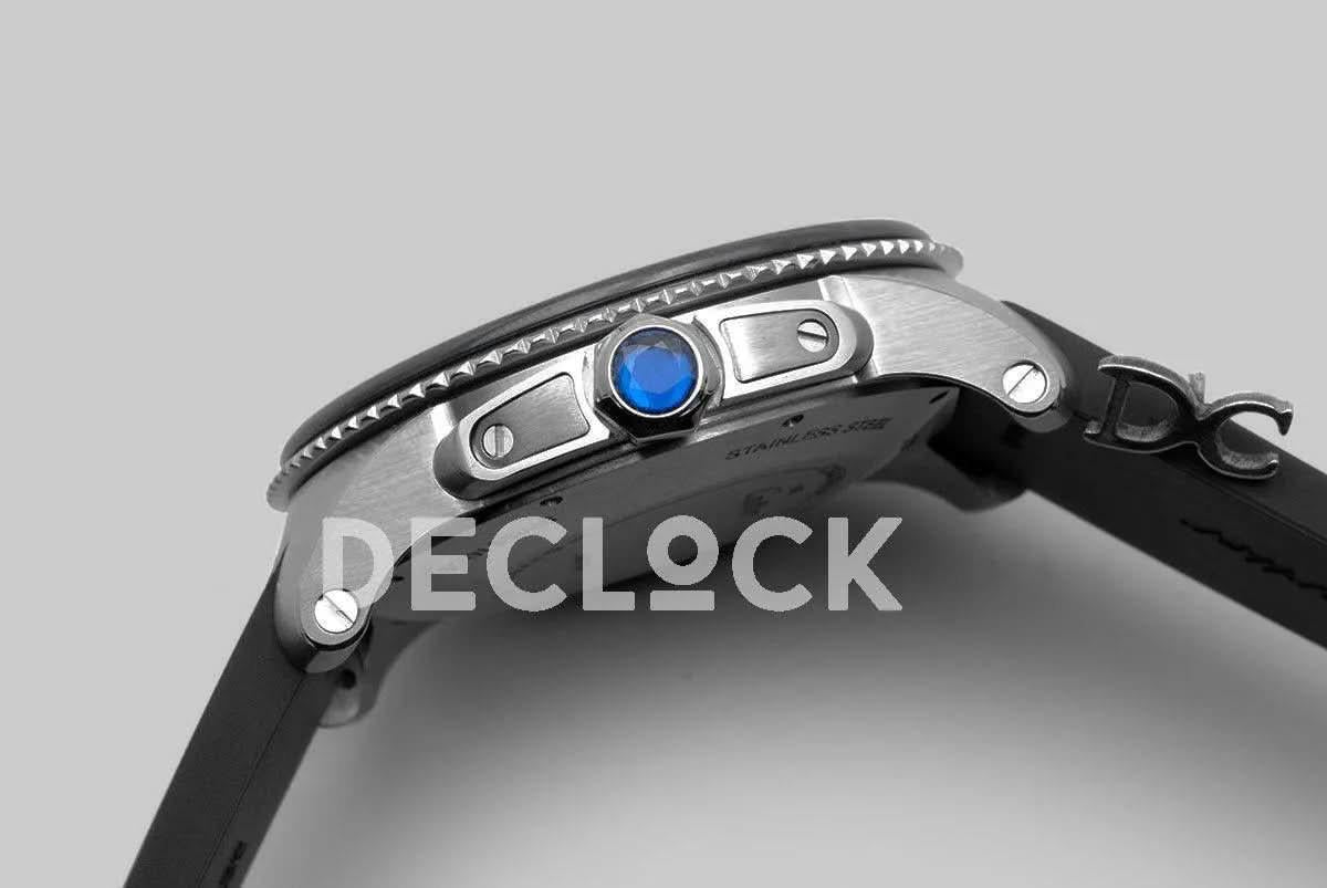 Replica Cartier Calibre de Cartier Diver White Dial in Steel on Black Bezel |  Declock.