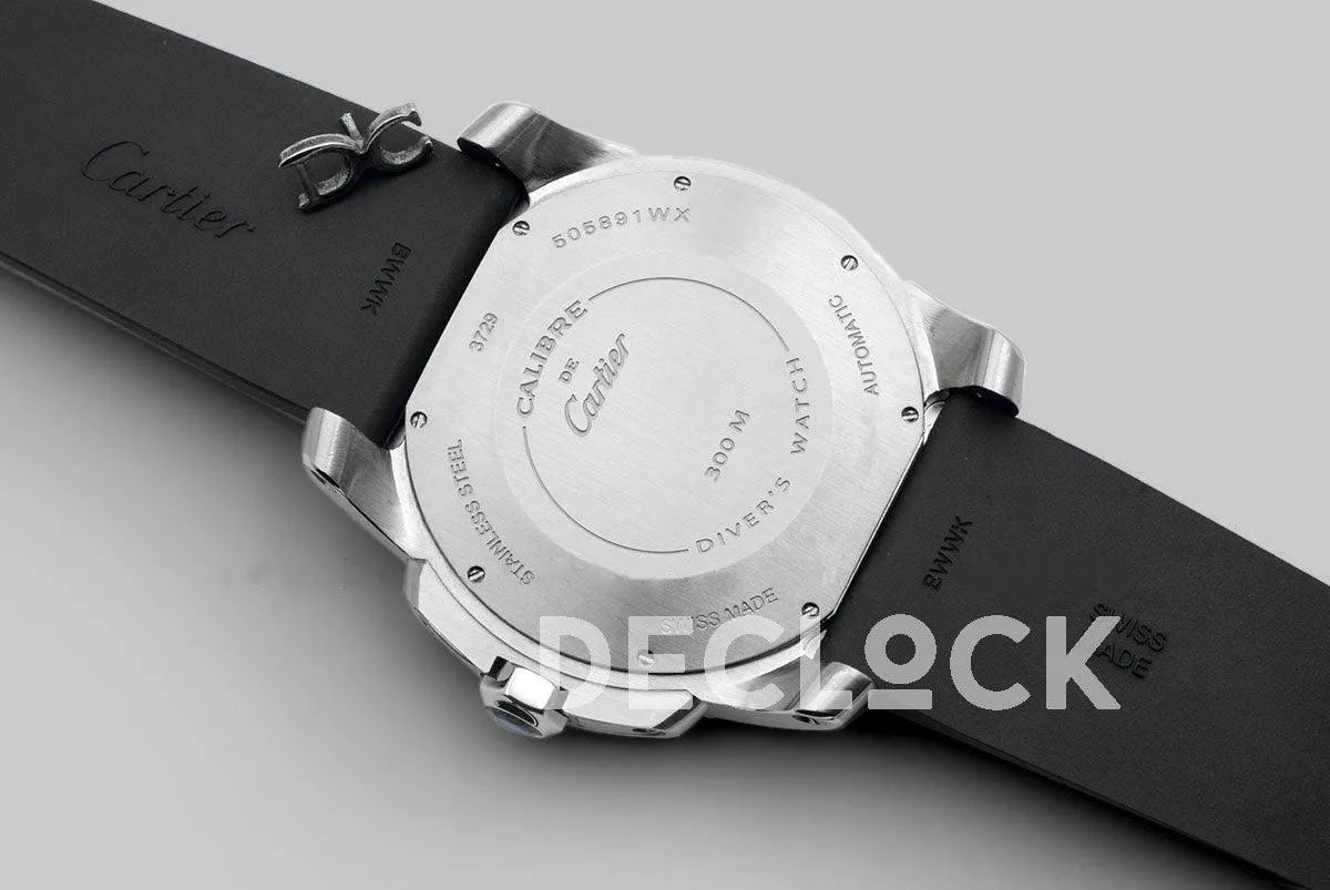 Replica Cartier Calibre de Cartier Diver White Dial in Steel on Black Bezel