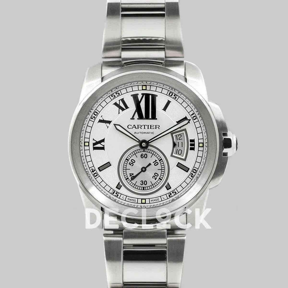 Replica Cartier Calibre de Cartier White Dial on Steel Bracelet |  Declock.