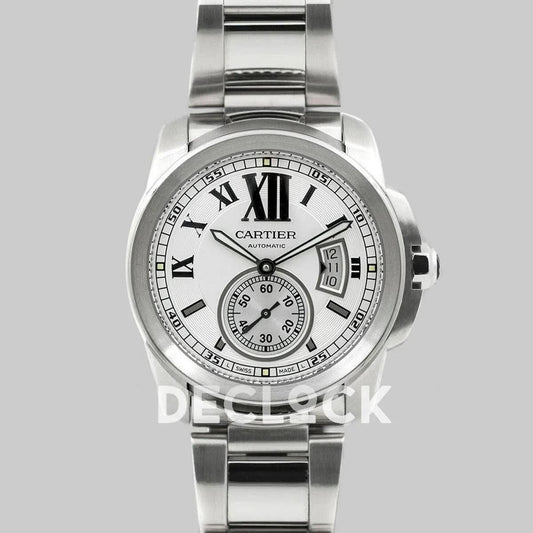 Replica Cartier Calibre de Cartier White Dial on Steel Bracelet |  Declock.