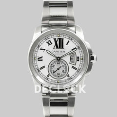 Replica Cartier Calibre de Cartier White Dial on Steel Bracelet