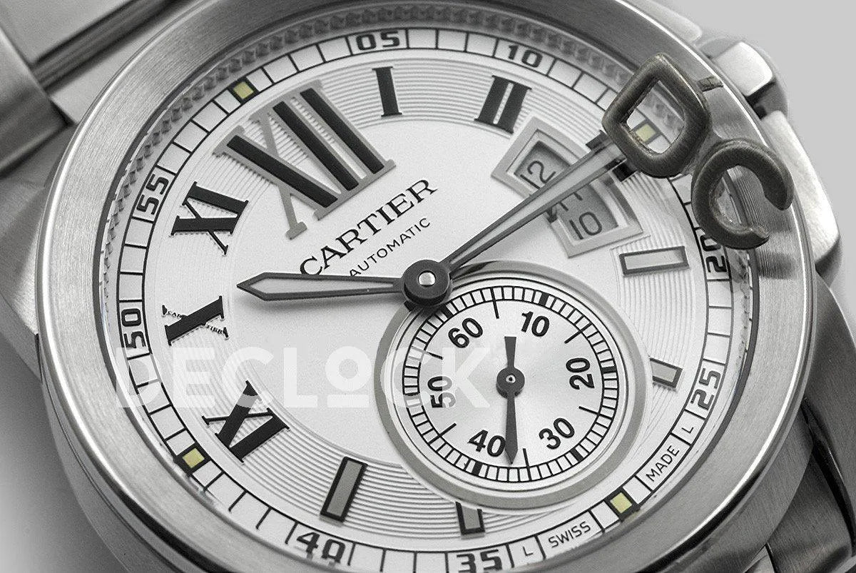 Replica Cartier Calibre de Cartier White Dial on Steel Bracelet