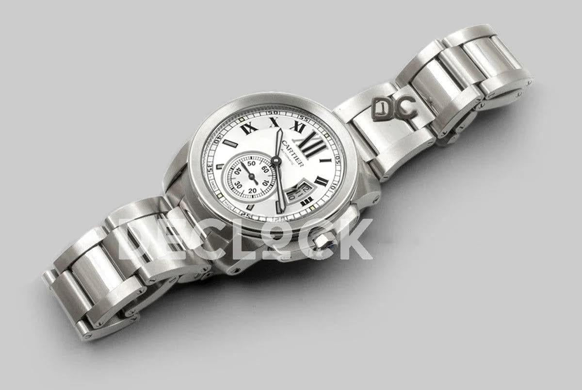 Replica Cartier Calibre de Cartier White Dial on Steel Bracelet |  Declock.