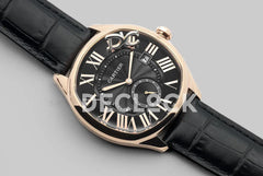 Replica Cartier Drive de Cartier Black Dial in Rose Gold on Black Leather Strap