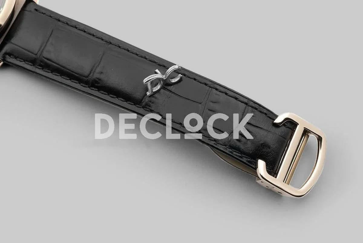 Replica Cartier Drive de Cartier Black Dial in Rose Gold on Black Leather Strap |  Declock.