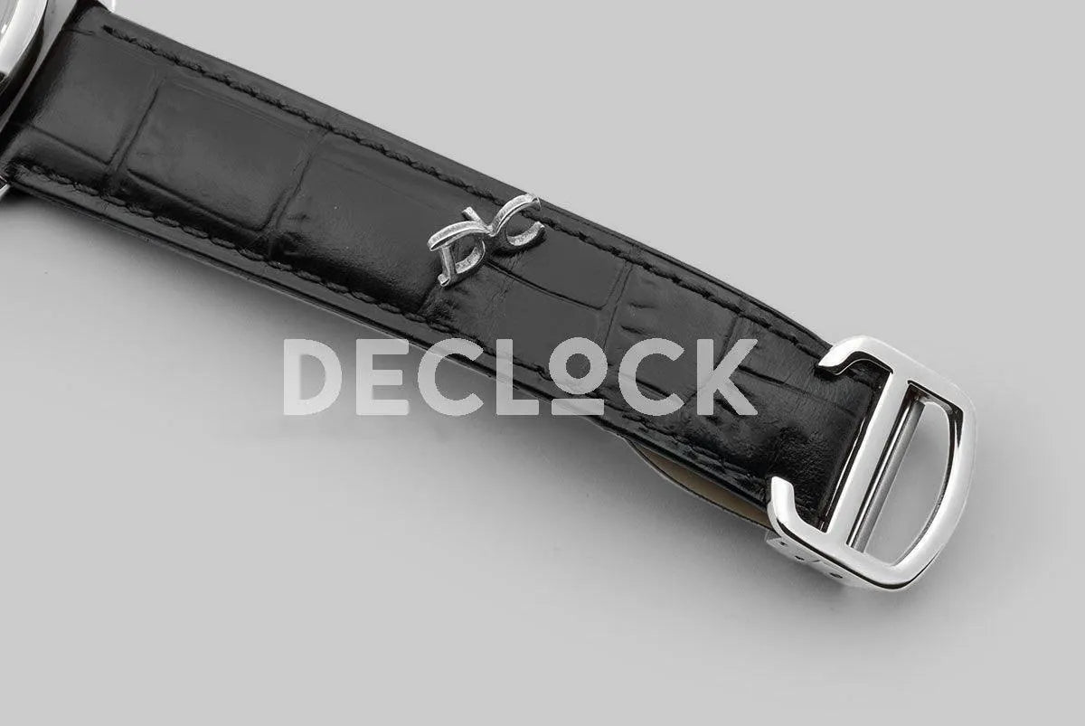 Replica Cartier Drive de Cartier Black Dial in Steel on Black Leather Strap