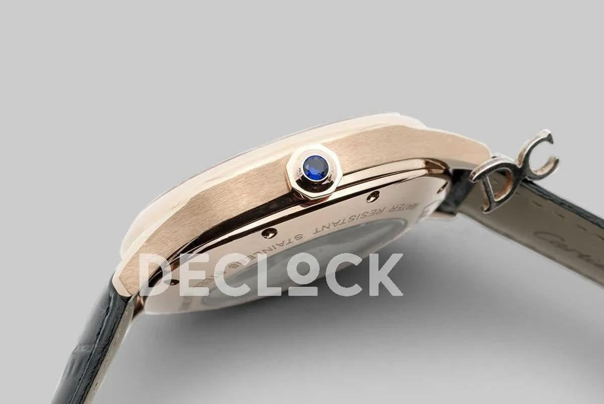 Replica Cartier Drive de Cartier Tourbillon Grey Dial in Rose Gold on Black Leather Strap |  Declock.