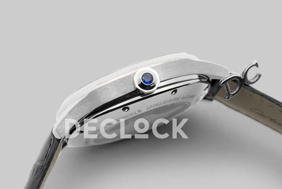 Replica Cartier Drive de Cartier Tourbillon White Dial in Steel on Black Leather Strap |  Declock.