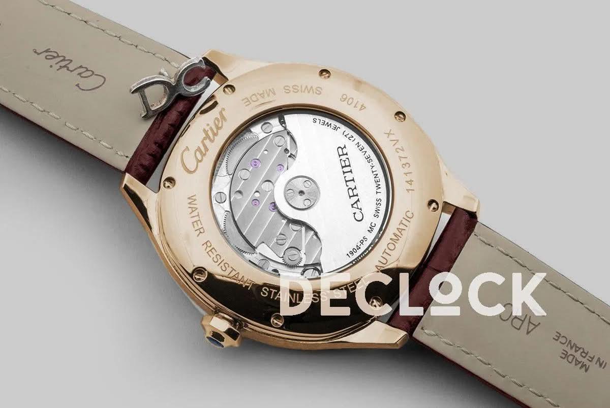 Replica Cartier Drive de Cartier White Dial in Rose Gold on Brown Leather Strap |  Declock.