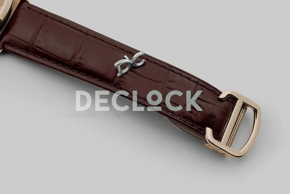 Replica Cartier Drive de Cartier White Dial in Rose Gold on Brown Leather Strap |  Declock.