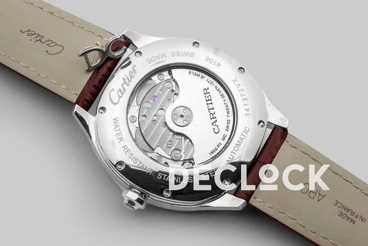 Replica Cartier Drive de Cartier White Dial in Steel on Brown Leather Strap | Declock.