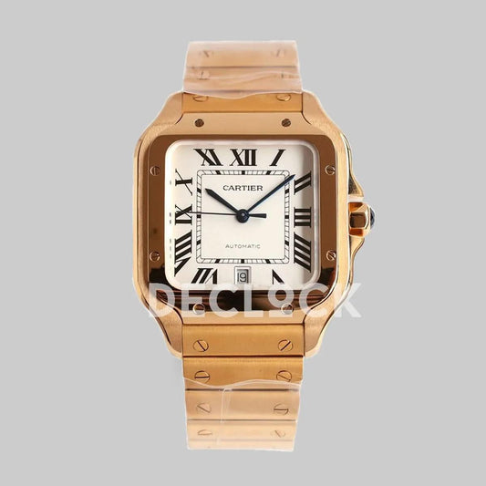 Replica Cartier Santos de Cartier 35mm White Dial in Rose Gold |  Declock.