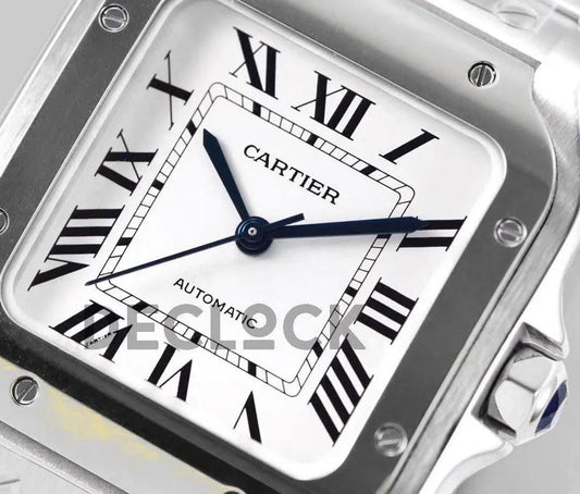 Replica Cartier Santos de Cartier 35mm White Dial in Steel | Declock.