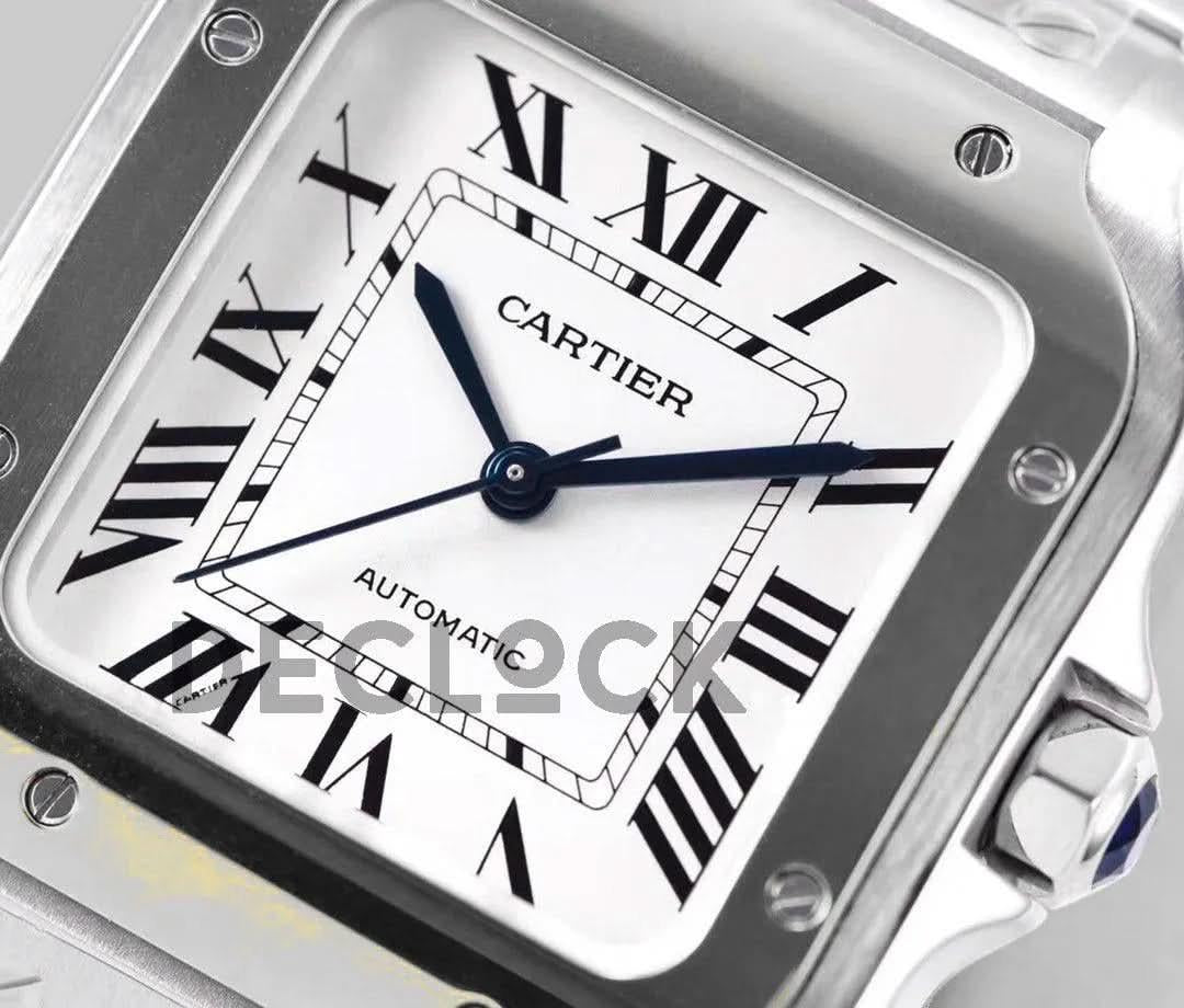 Replica Cartier Santos de Cartier 35mm White Dial in Steel |  Declock.