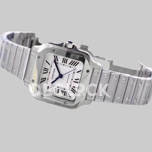 Replica Cartier Santos de Cartier 35mm White Dial in Steel |  Declock.