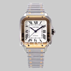 Replica Cartier Santos de Cartier 35mm White Dial in Steel/Rose Gold