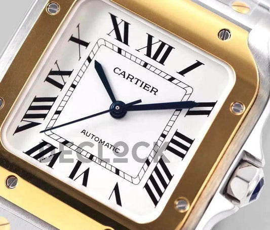 Replica Cartier Santos de Cartier 35mm White Dial in Steel/Rose Gold | Declock.